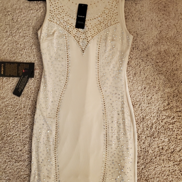 Bebe Studded Mesh Heat Xfer Dress Size Small - Picture 6 of 11
